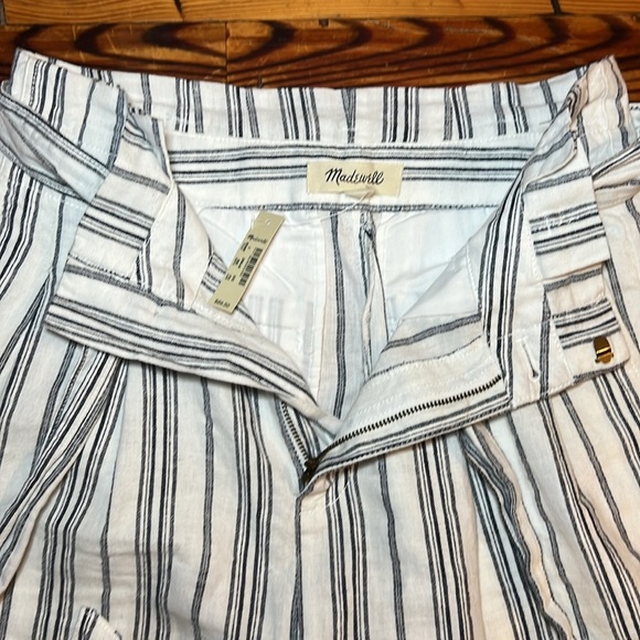 Madewell Linen-Cotton Paperbag Pants White Dark Baltic Stripe - Picture 6 of 8